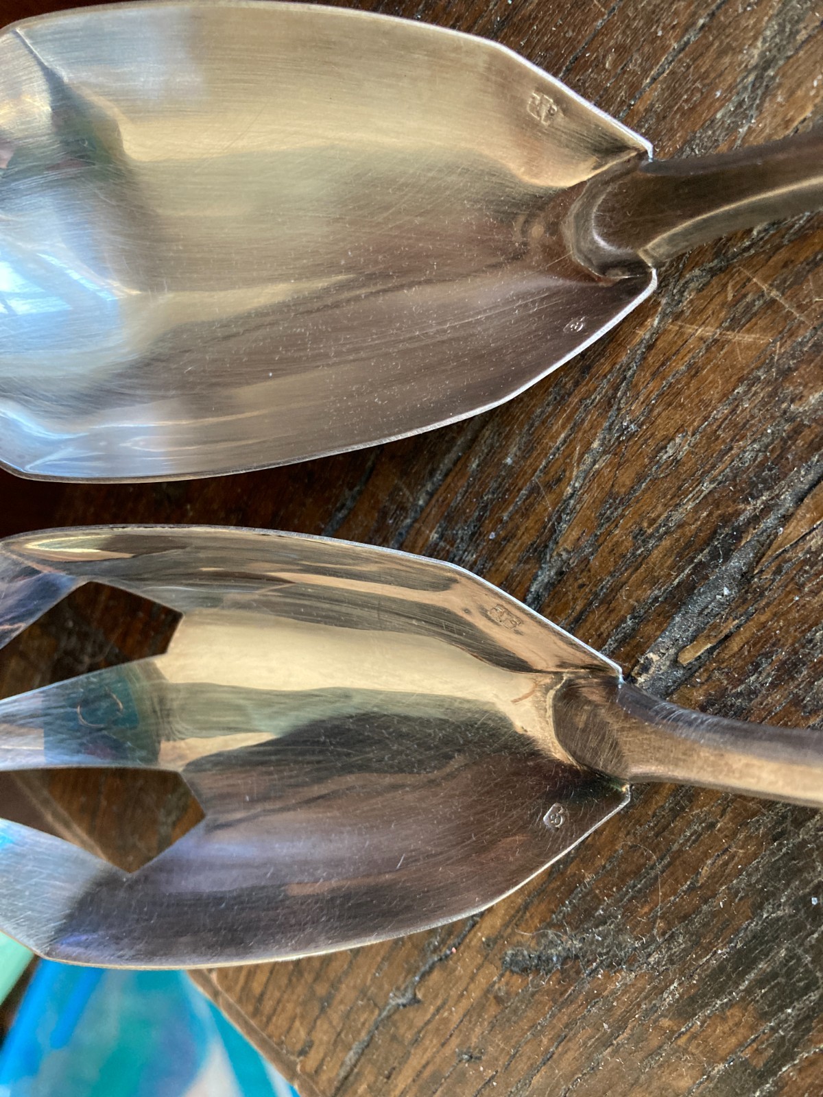 Vintage Silverplate R. PAU France Salad Server Set Fork Spoon LG BOXED CASED SET
