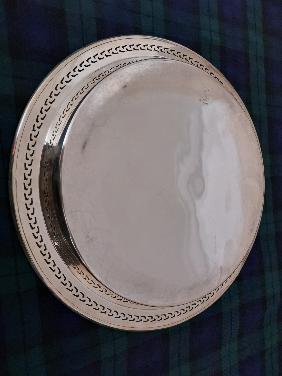 Heavy Antique 31cm Silverplate in copper Serving Tray
