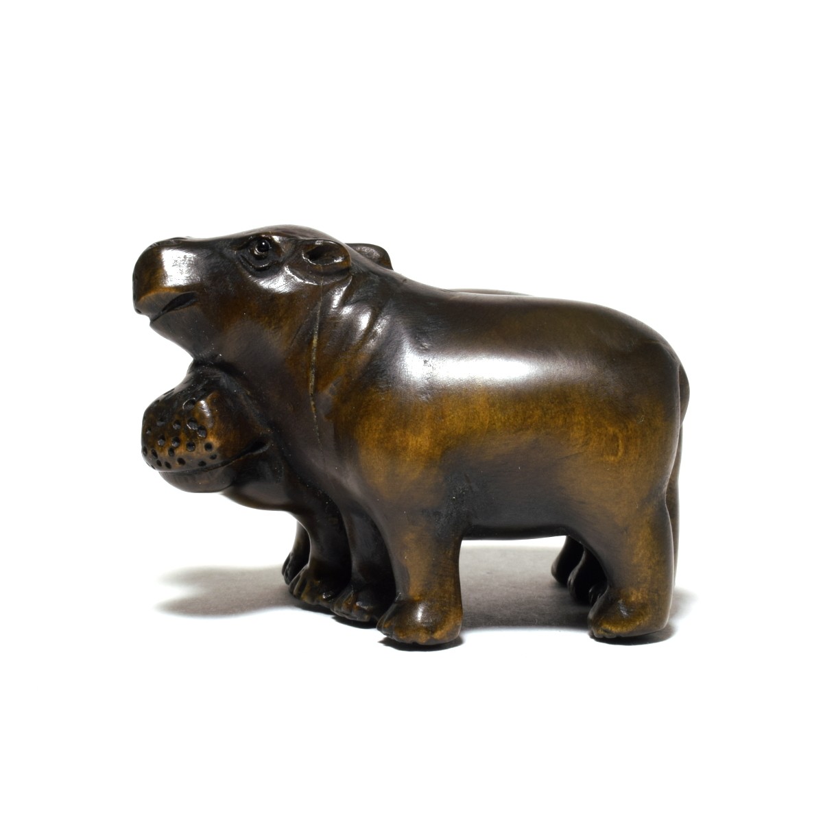 Netsuke Hippopotamus Japanese Boxwood carved Antique Edo Era Ojime Inro 1238
