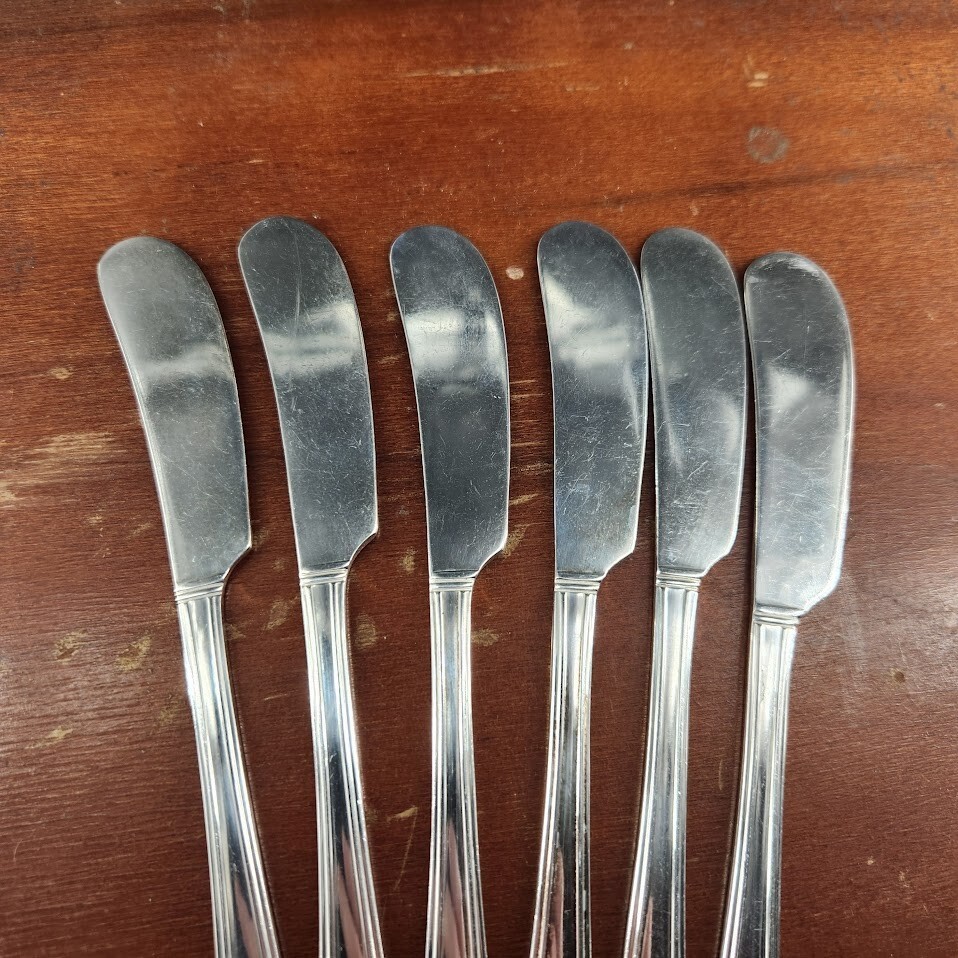 6 Oneida Longchamps Chaumont Butter Spreader Knife Silverplate 1935 flatware