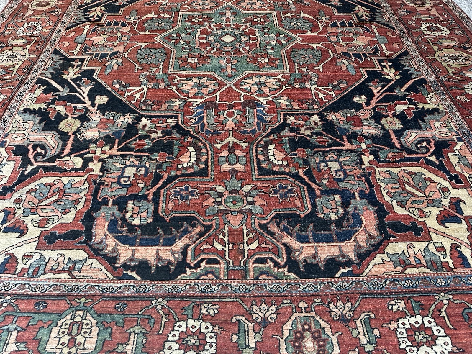 Circa 1880’s ANTIQUE SERAPI RUG RARE SIZE 11.8×14 TRUELY A FANTASTIC RUG