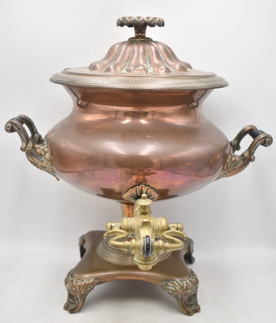 Antique 19th Century Copper & Brass Samovar Tea Urn Large Decorative Metalware