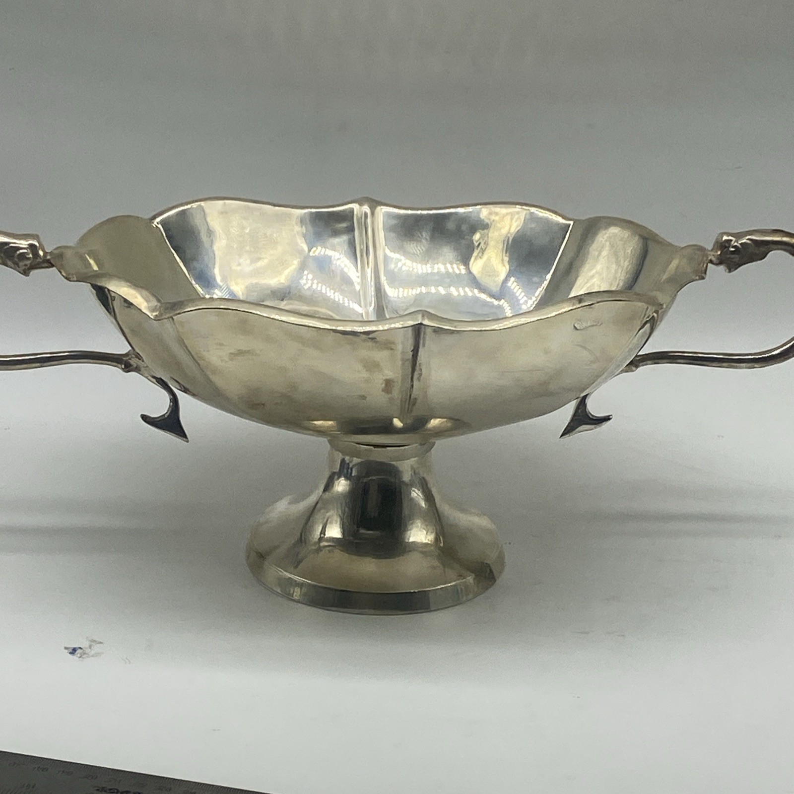 International Silver Company Large Compote Serpent Handles Silver Plate