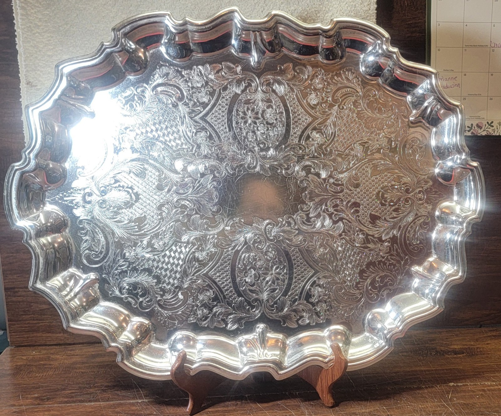Kensington #7839 Large Stainless Steel Serving Tray 22″ x 17.5″ x 1″ Floral