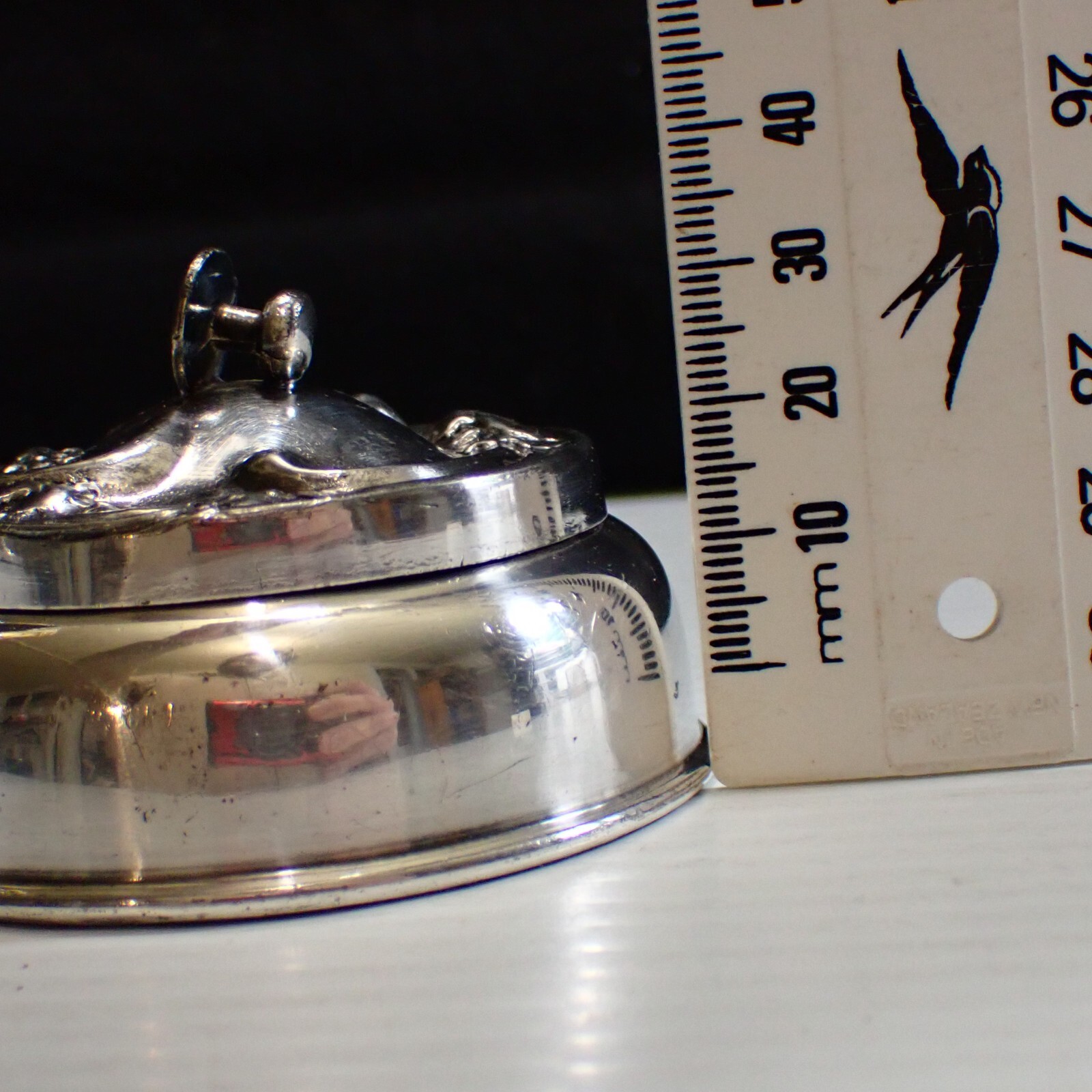 Antique Silver Plate Cufflink Box – Trinket Box – Collar Stud Box – Pill Box
