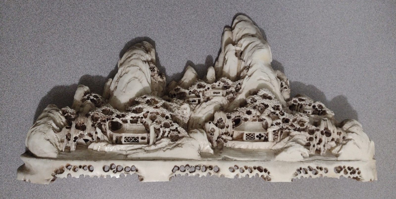 Vintage Chinese Stone Carving Mountain Village (16″ Long x 8″ Tall x 2.5″ Wide)