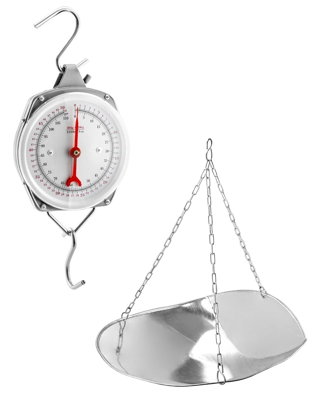 10 Lbs1 Large Display Spring Dial Weight Scale & Scale Scoop/Chain with Hanging