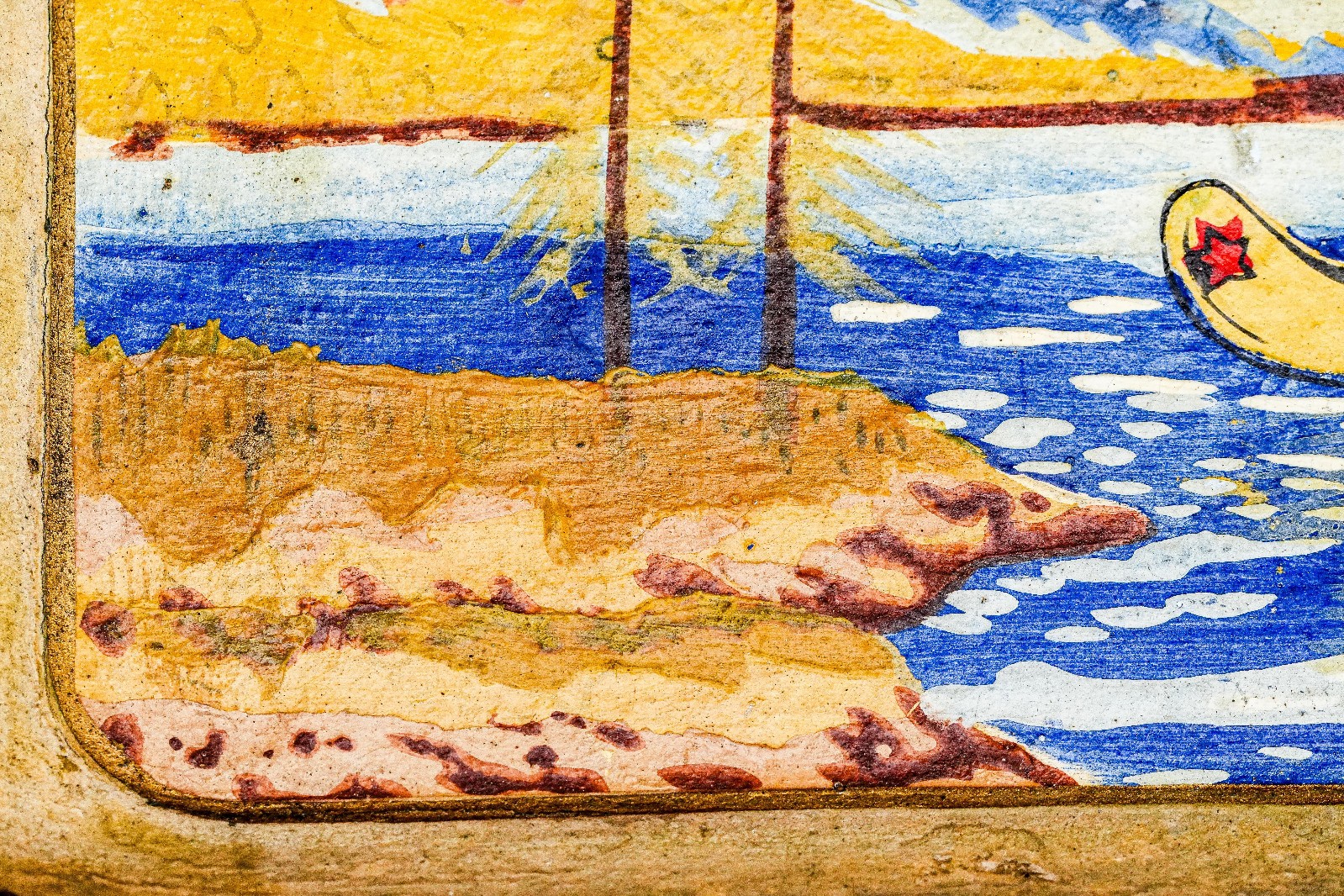 Small Antique Hand Painted Tray Native American Indian Nature Mountains Lake