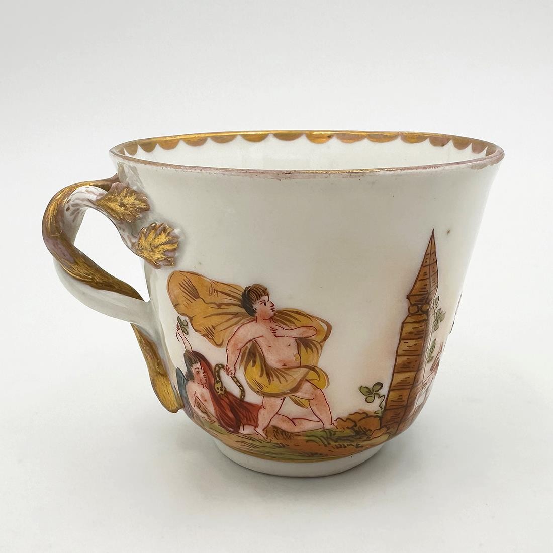 ANTIQUE CAPODIMONTE PORCELAIN TEA CUP SIGNED