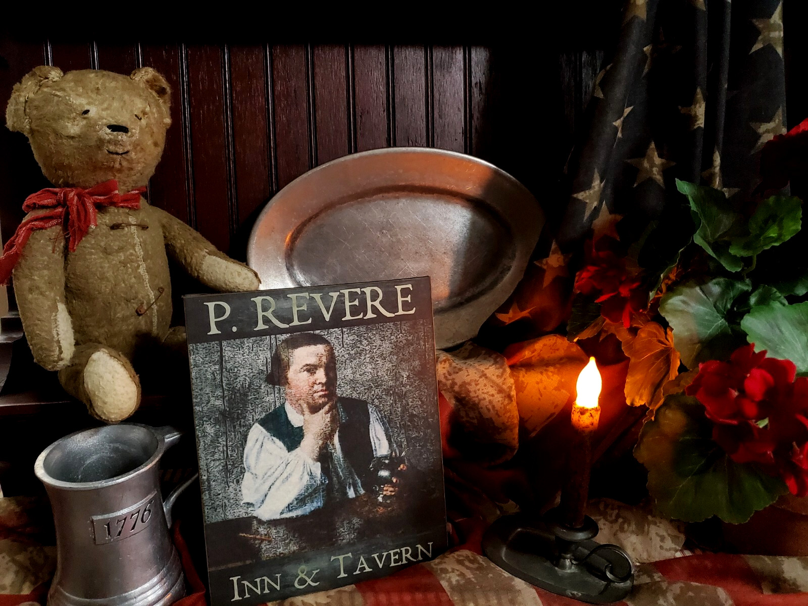PRIMITIVE FOLK ANTIQUE VINTAGE COLONIAL AMERICANA STYLE PAUL REVERE TAVERN SIGN