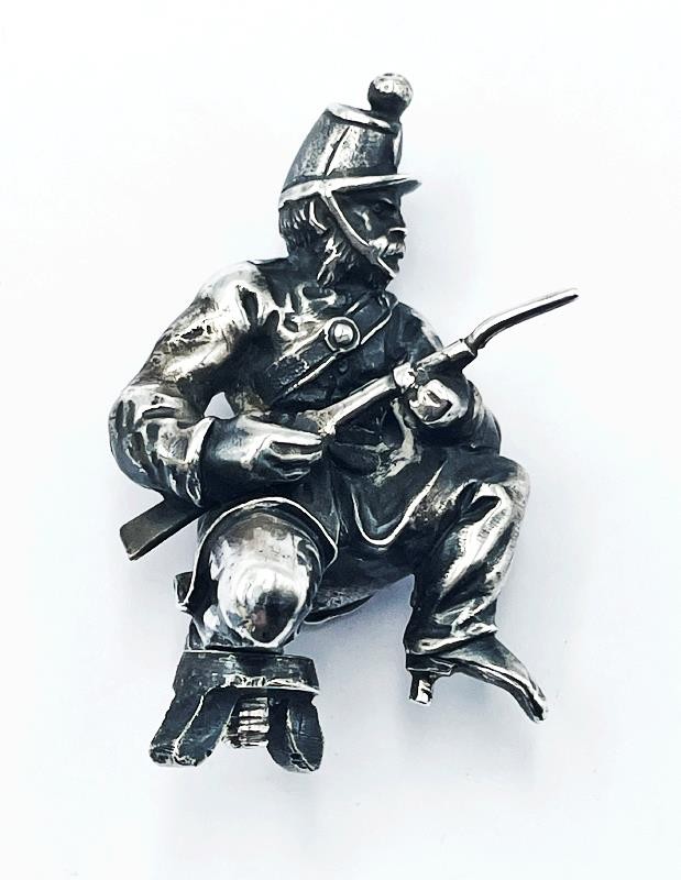 VICTORIAN SILVER SOLDIER FIGURE c1870 REGIMENTAL TROPHY FINIAL 81g