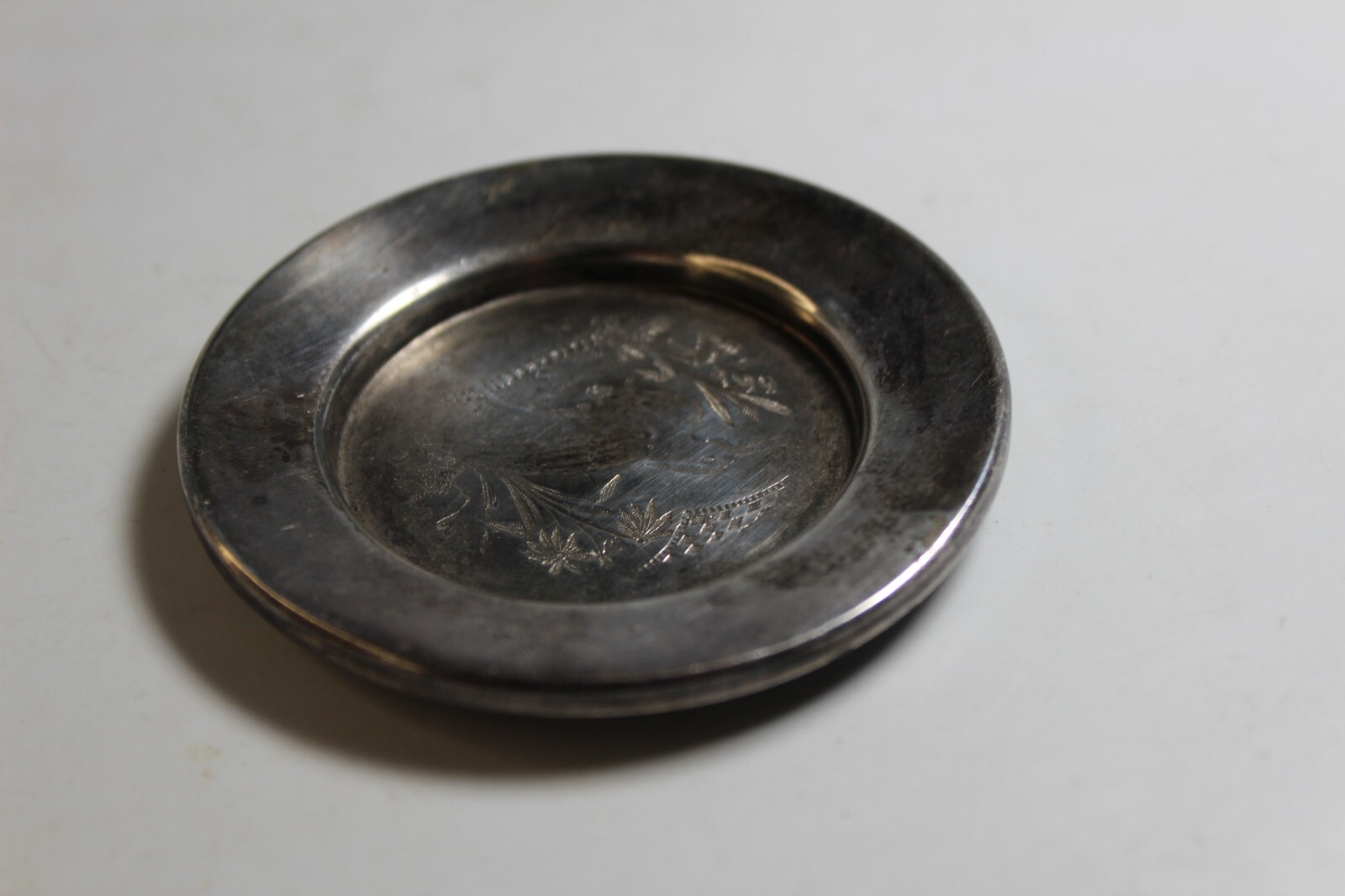 Antique Victorian E G Webster Silver Plate 2.75″ Minatare Tray or Pin Dish Bird