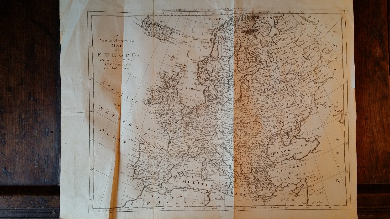 1787 LARGE ANTIQUE COPPER PLATE MAP – NEW & ACCURATE EUROPE – THOMAS BOWEN