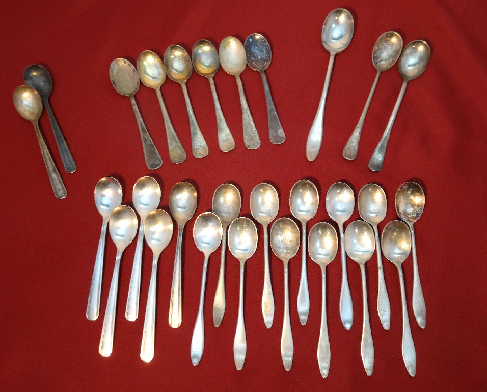 28 Silver Plated Mixed Lot Soda Fountain Ice Cream Spoons Bridgeman +