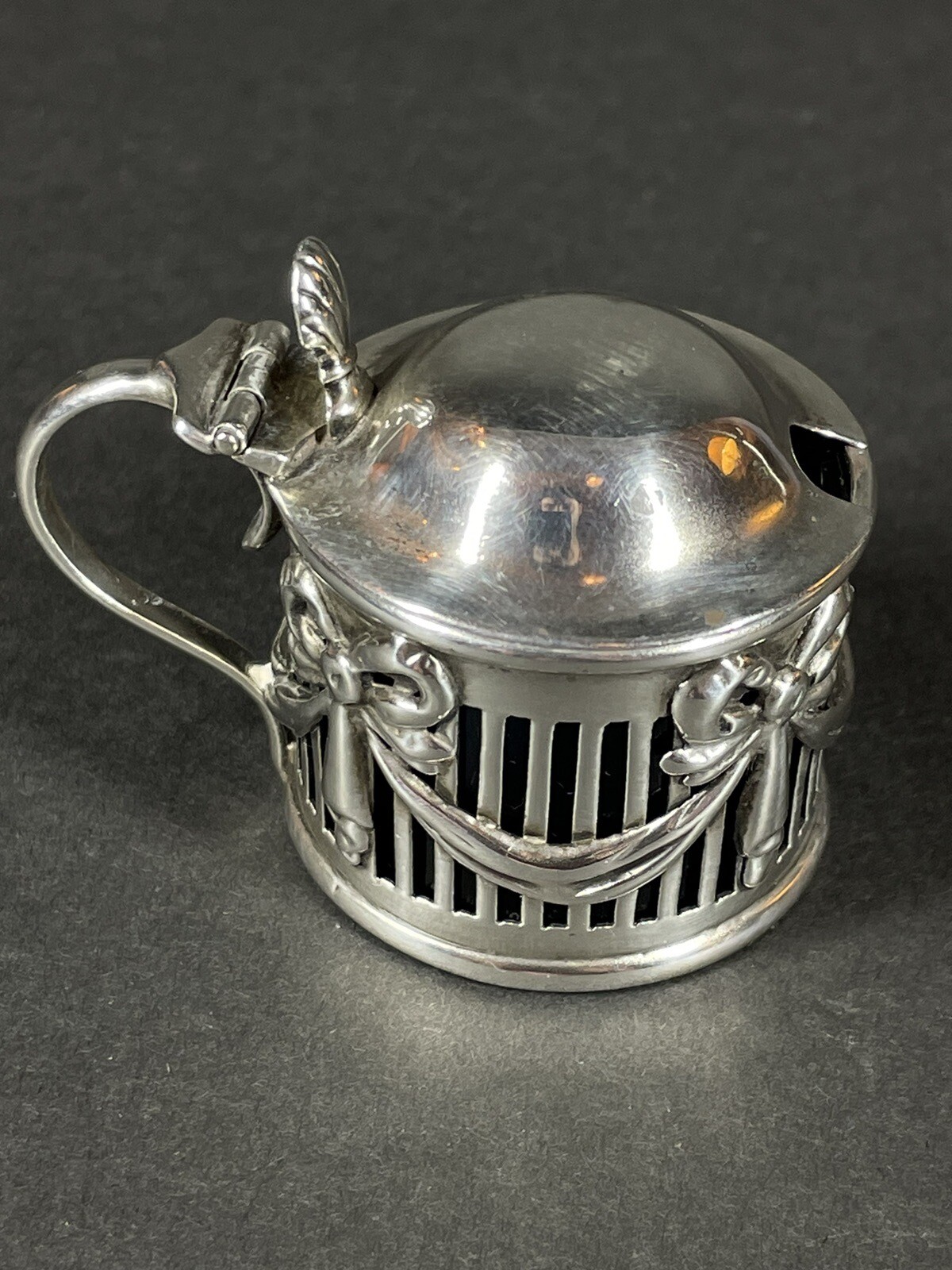Antique English Sterling Condiment Mustard Pot 1896 London
