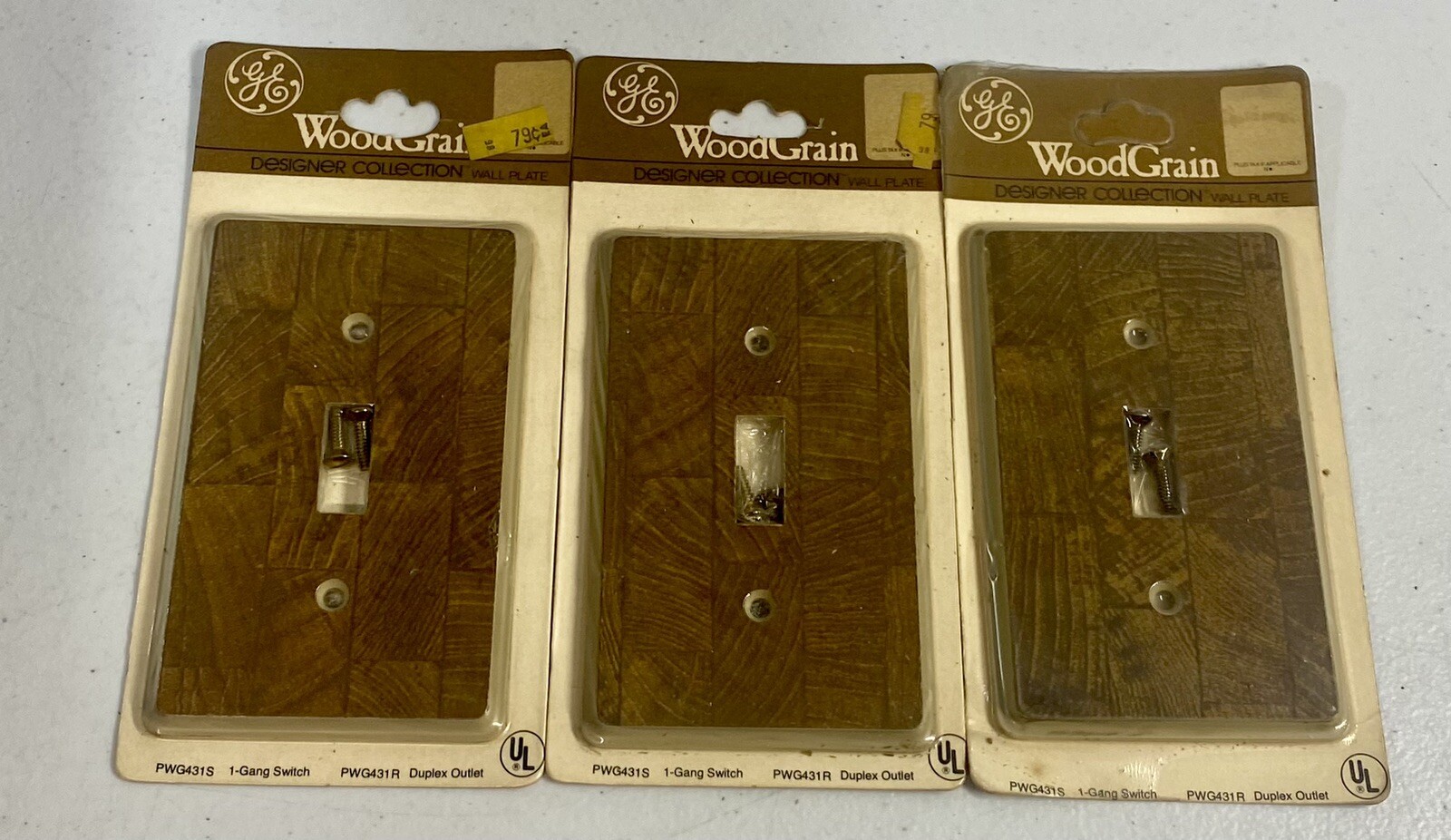 *BRAND NEW* Vintage GE Faux Wood grain Plastic Light switch Cover 1980 Lot Of 3