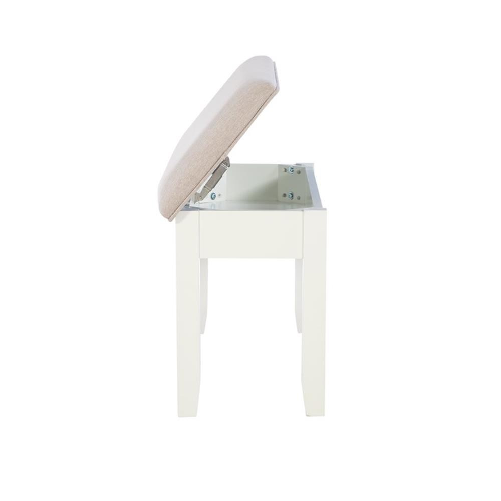 Bowery Hill 18″ Wood/Fabric Storage Bench in Vanilla White/Light Gray