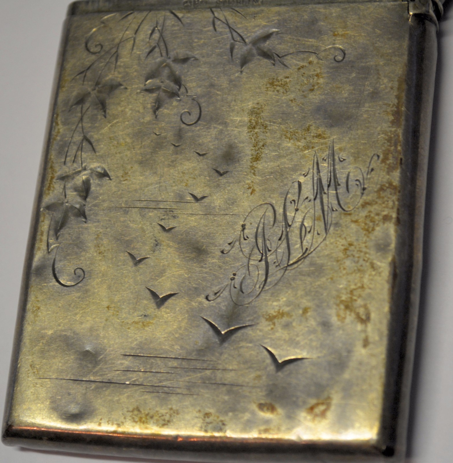 Vintage Sterling Silver Cigarette Case 47 Grams lion anchor GORHAM business card