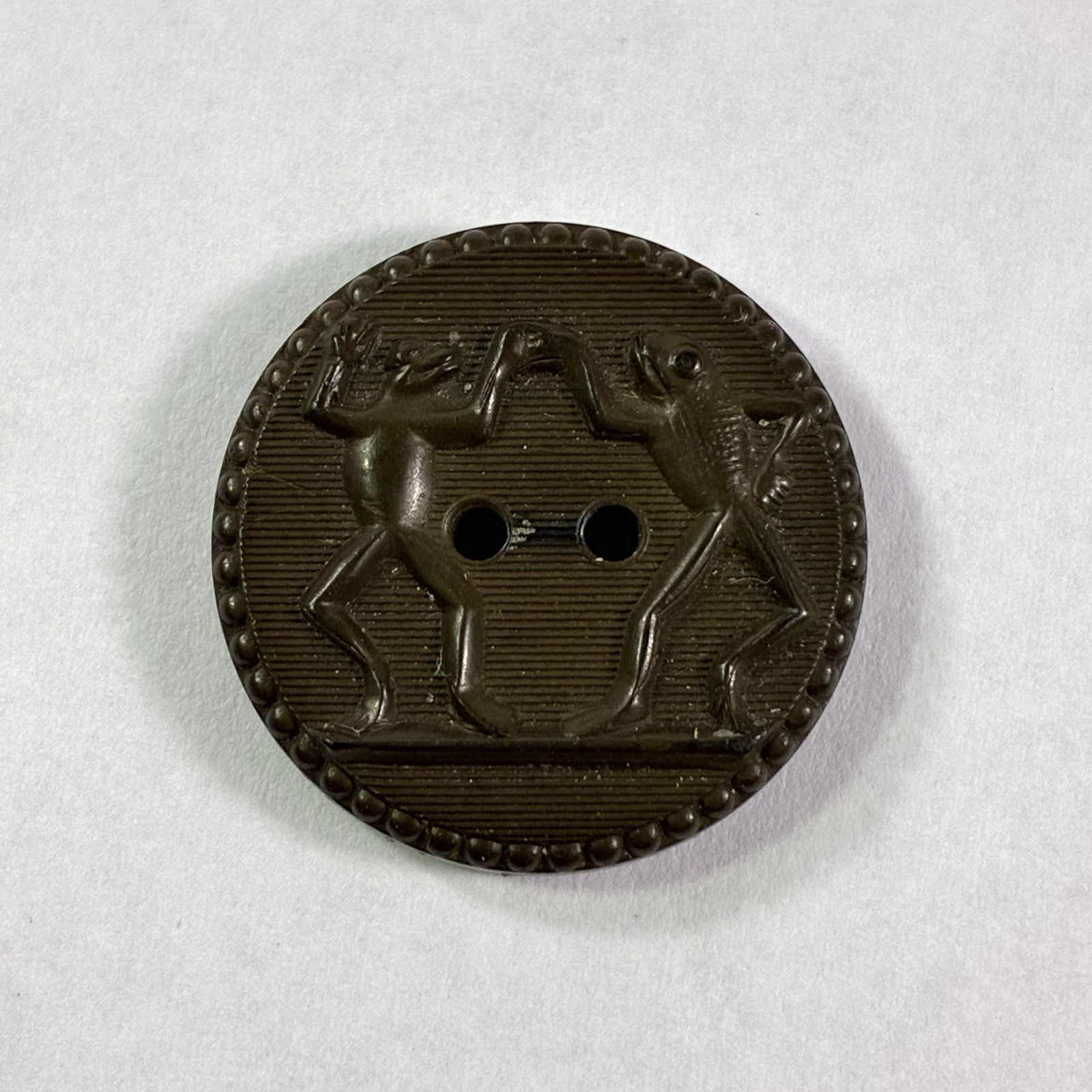 Rare 1851 Antique Goodyear Rubber Button Political Greenback Party Dancing Frogs