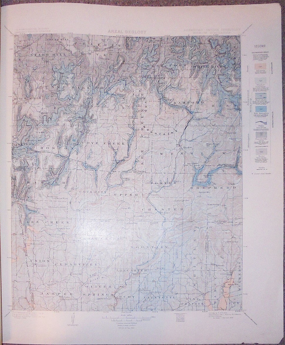 -Huge- 1907 -ARKANSAS/INDIAN TERRITORY- Geologic Atlas Book – OKLAHOMA/OZARKS
