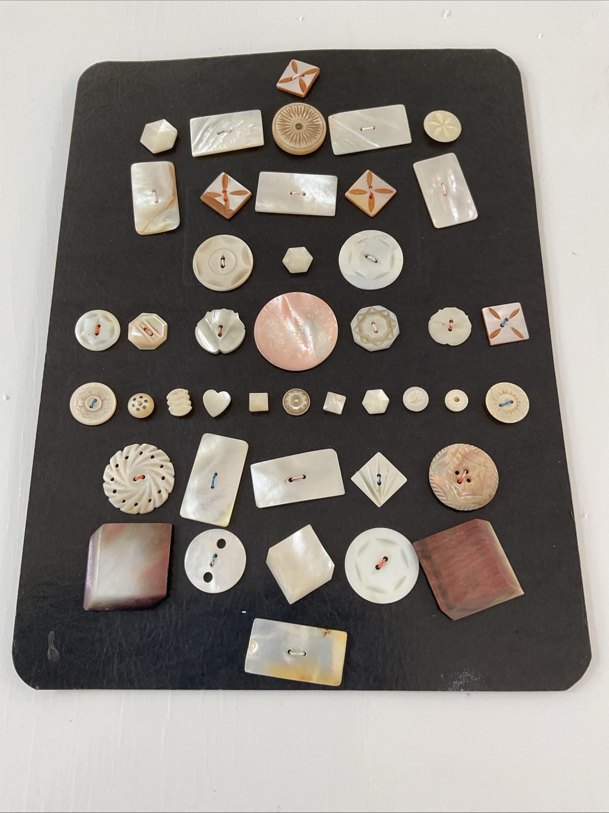 Antique Buttons-LOT OF 43 Genuine Mother of Pearl & Abalone Shell Button variety