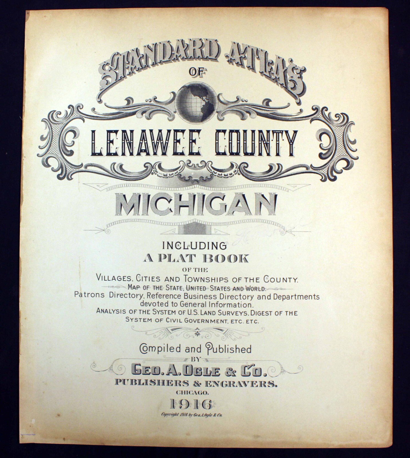 1916 Plat Map Ridgeway Township Lenawee County Michigan Britton