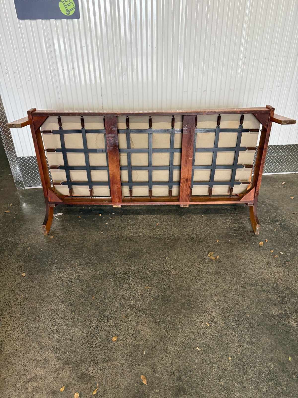 1930s Machine Age Russell Wright Figured Tiger Maple Three Seater Sofa