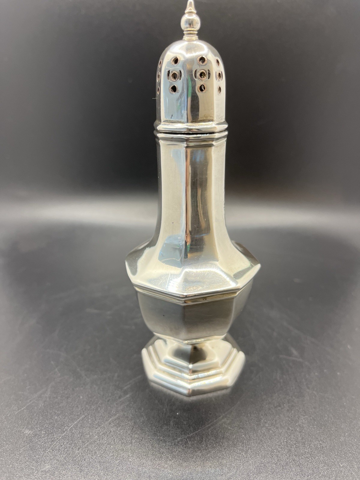 Art Deco Silver-Plated Sugar Caster – Small Muffineer with Octagonal Base