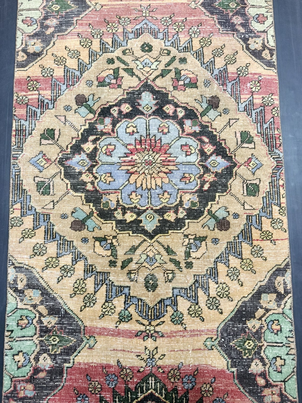 Vintage Multicolor Medallion Runner, 2.8×8.3ft, Antique Turkish Handmade Rug,