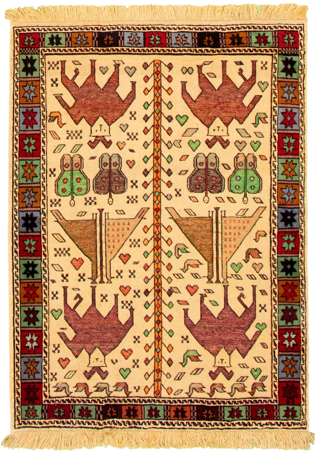 Vintage Traditional Hand-Knotted Area Rug 4’2″ x 5’7″ Oriental Wool Carpet
