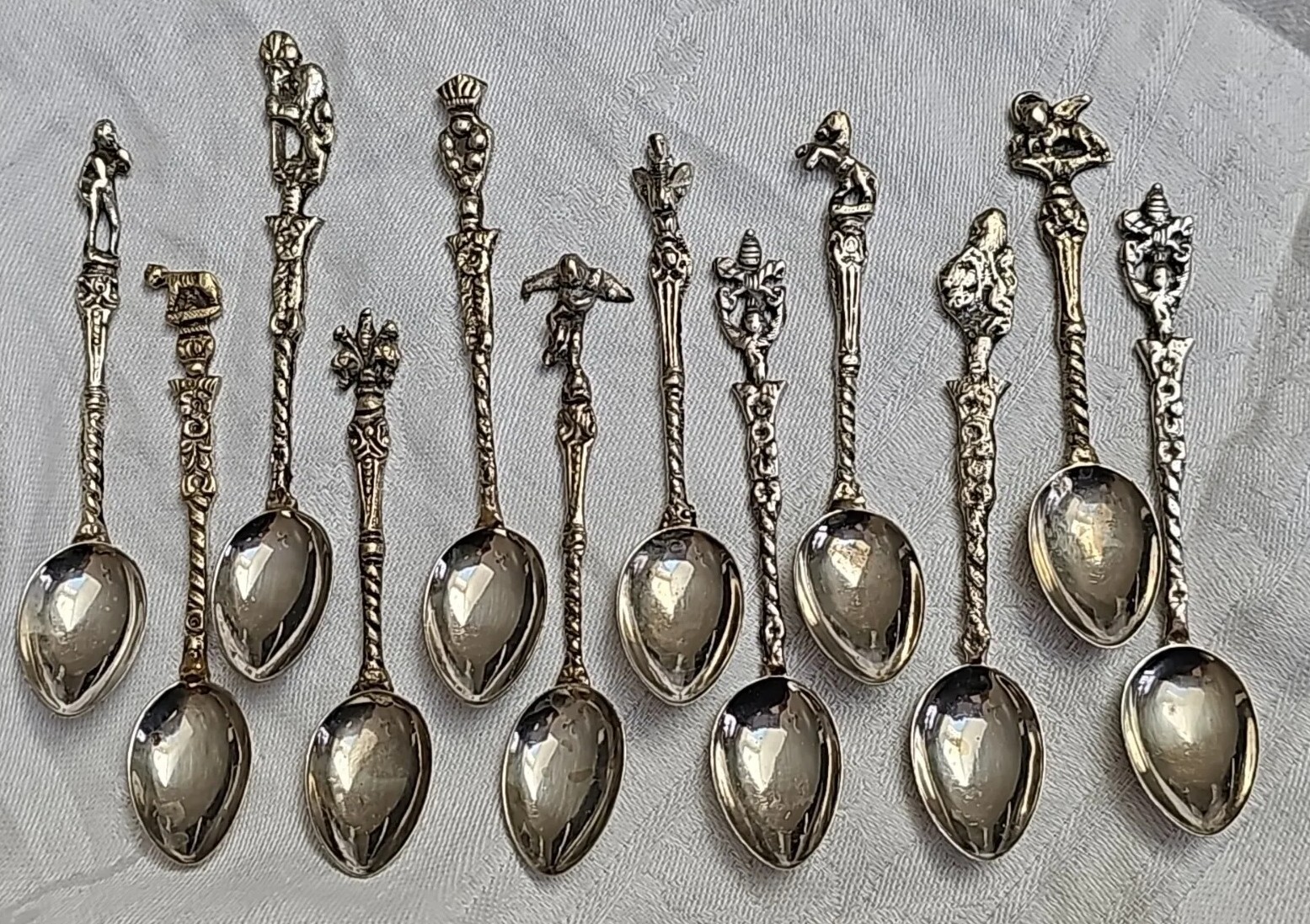 12 Vtg Montagnani Italy Silverplate Demitasse Spoons Intricate Designs Marked