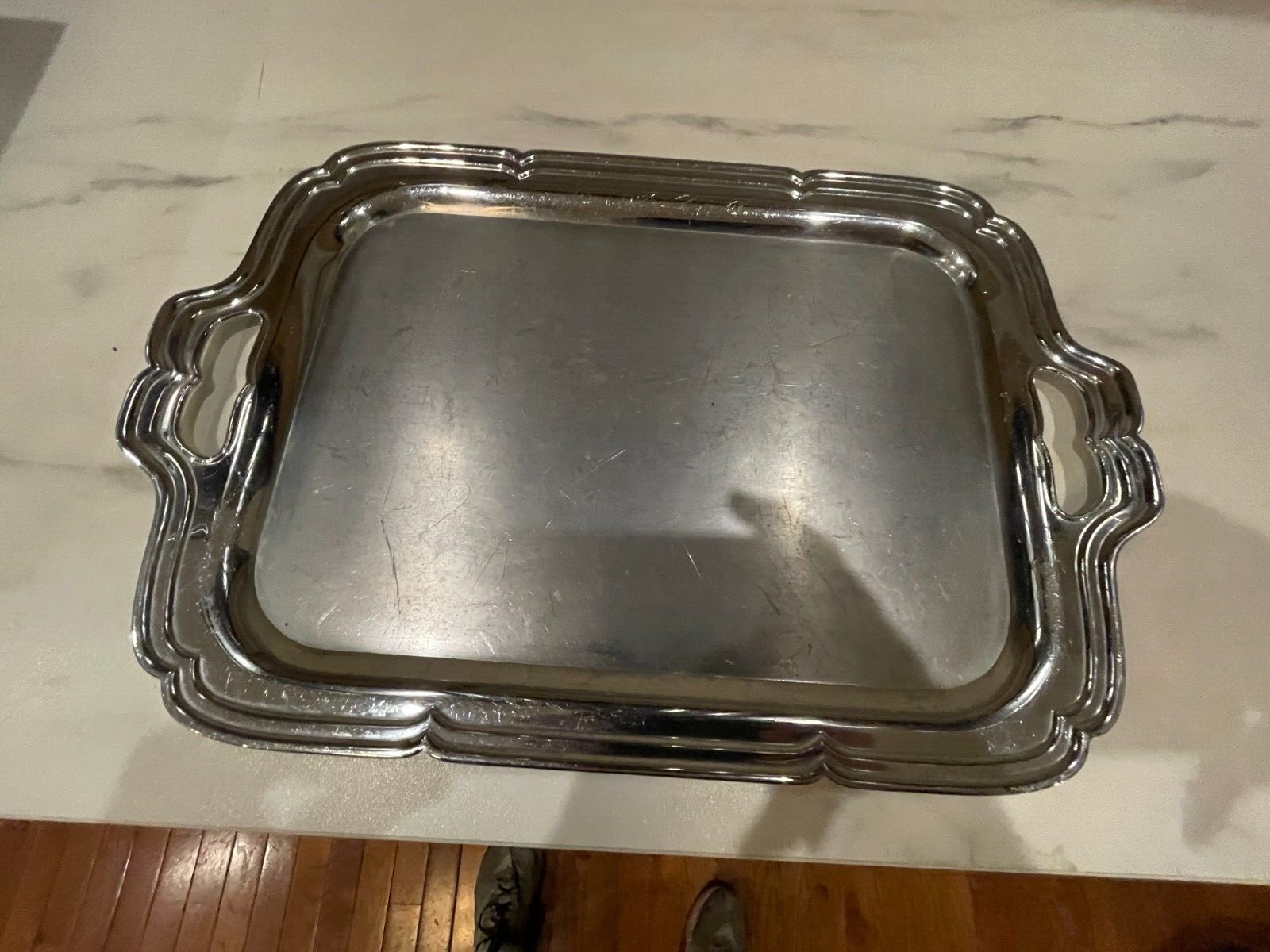 Vintage Farberware silver plated serving tray 16 x 10.5 in