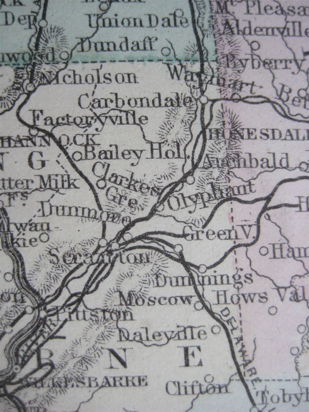 Original 1871 Mitchell Map PENNSYLVANIA + Williamsport Erie Scranton Harrisburg