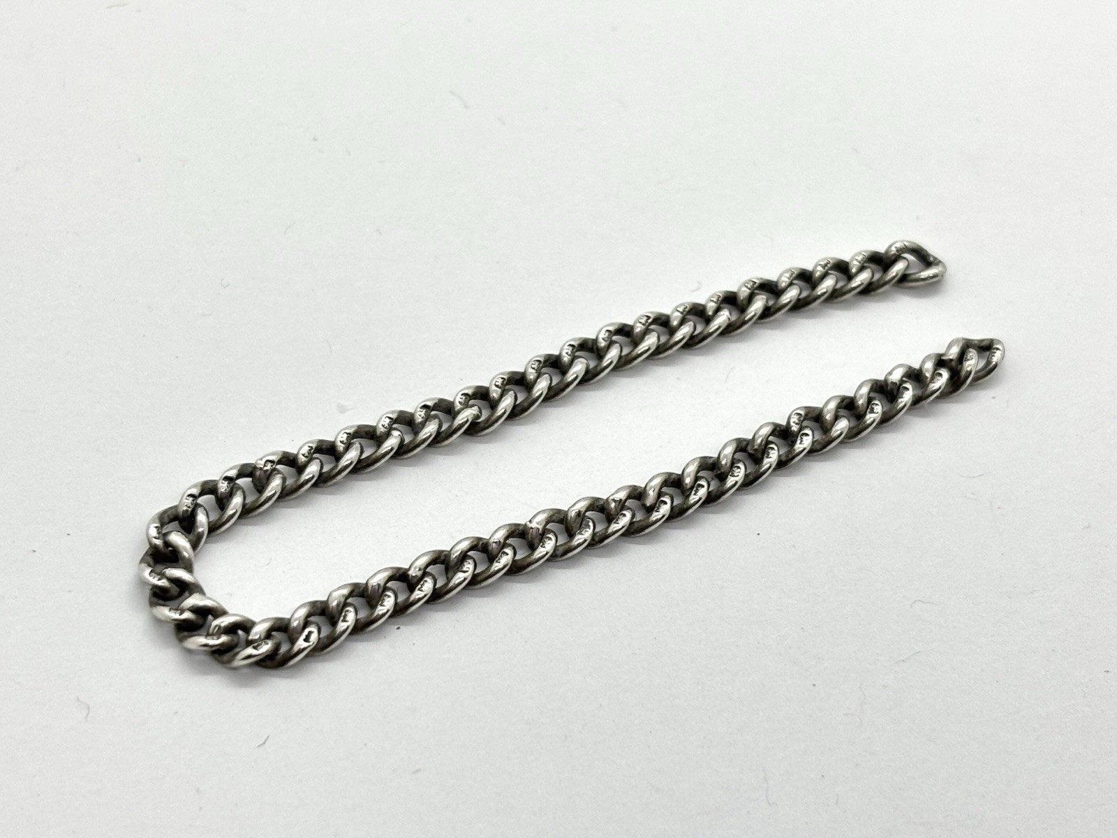 Small Antique Solid Sterling Silver Curb Link Albert Pocket Watch Chain – 15cm