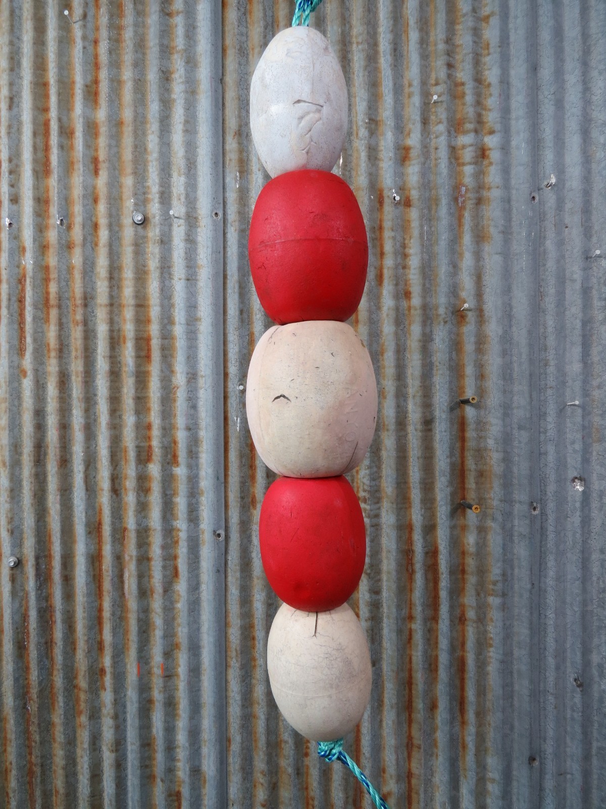 5 Old Fish Net Floats 25 Inches Long Fishing Buoys Bouys Tiki Hut Bar -(SF448)