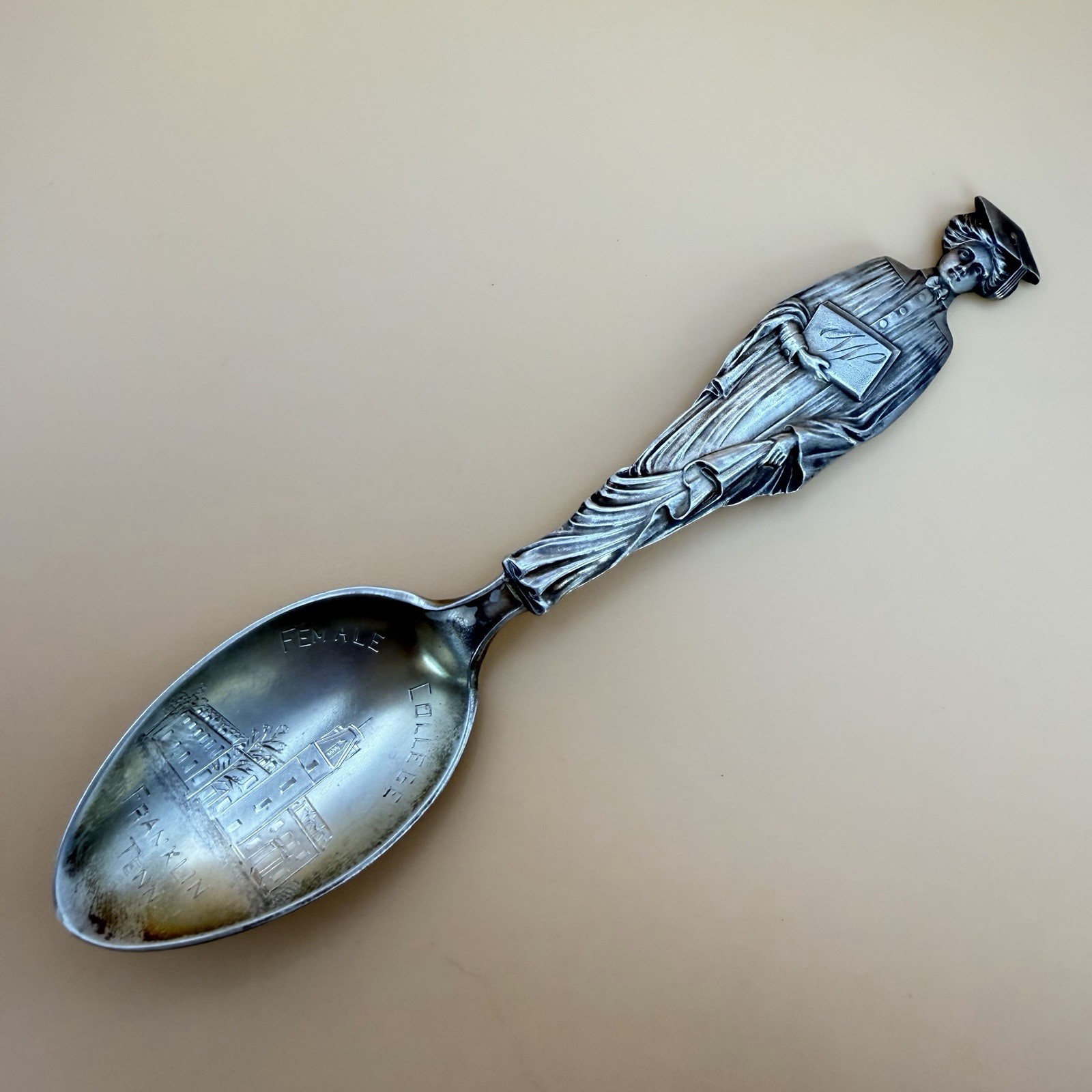 Full Figure Graduate Handle-Sterling Souvenir Spoon-Female School Franklin TN