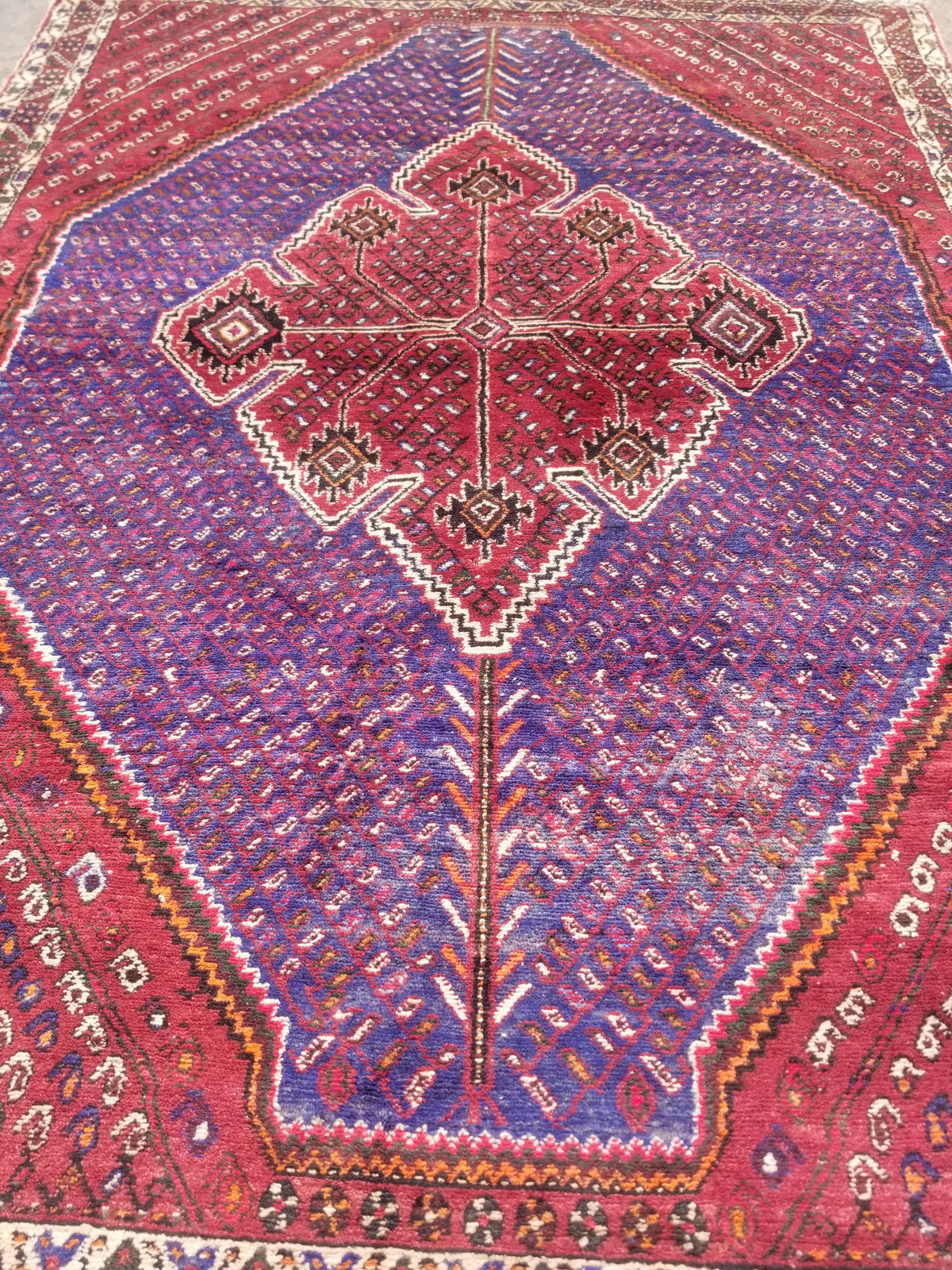 Distressed Authentic Hand Knotted Vintage Afghan Turkmen Wool Area Rug 6.3×4.5ft