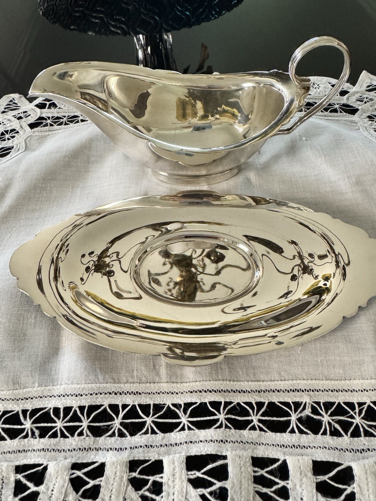 Watson Sterling Co. Sauce Boat w/ Matching Under Tray. Pristine Condition c1919