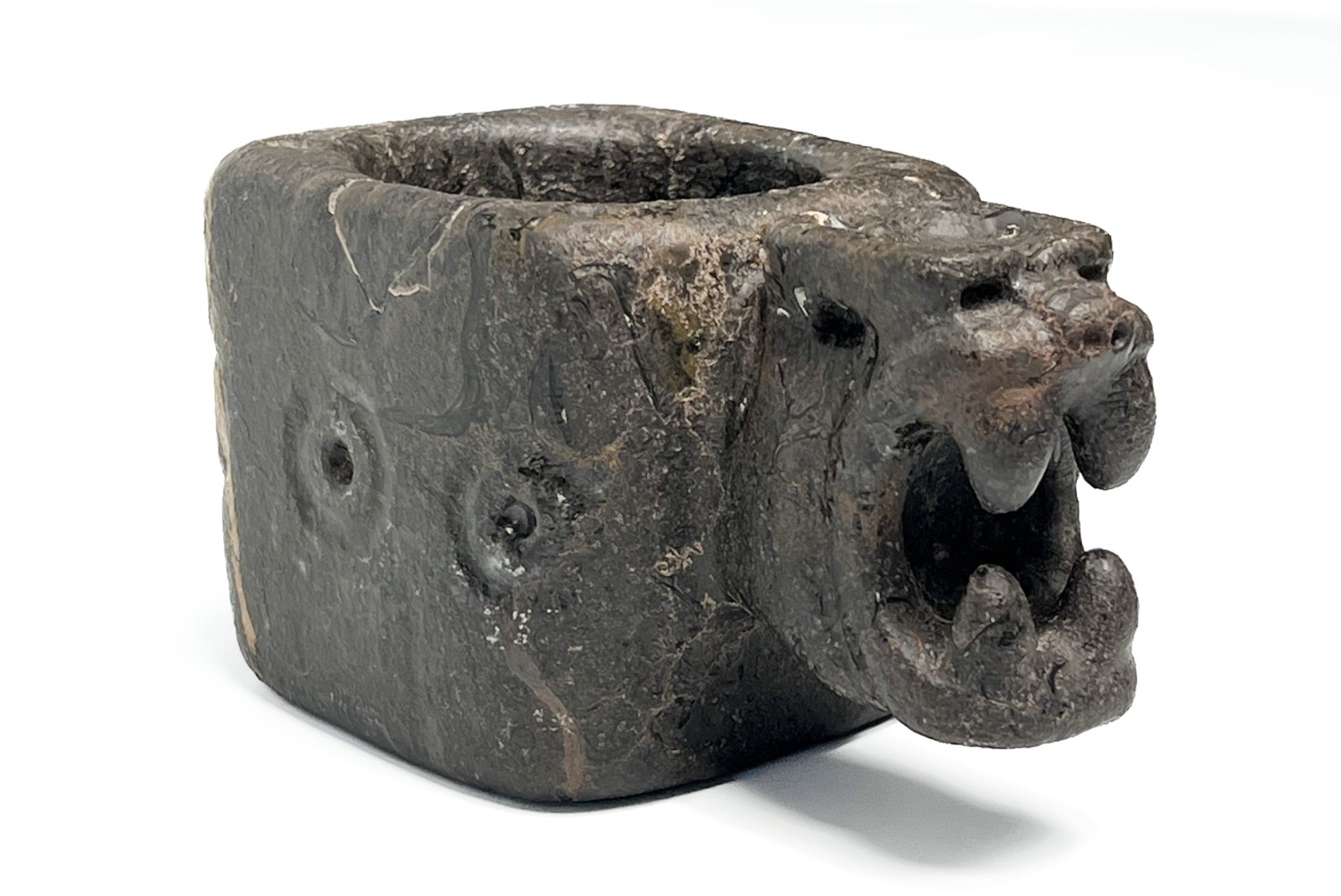 Pre Columbian Chavin Stone Vessel with Feline