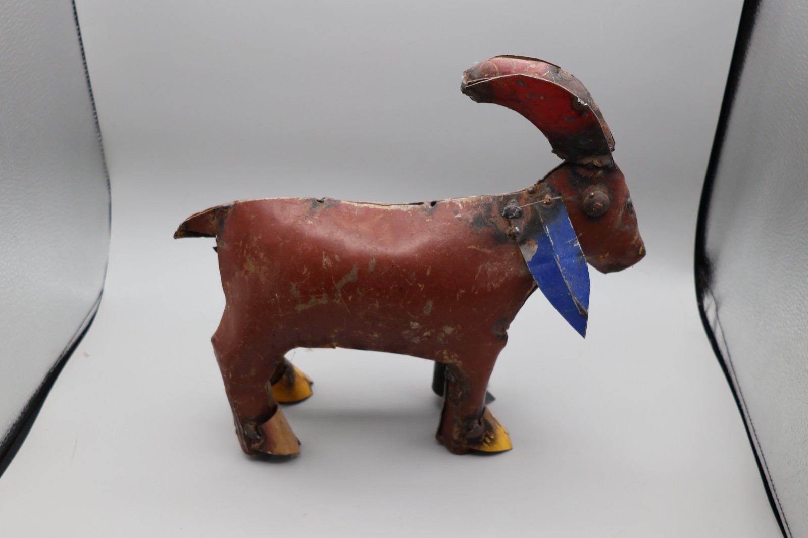 Vintage Metal Goat Sculpture Rustic Folk Art Handcrafted Farm Animal Decor