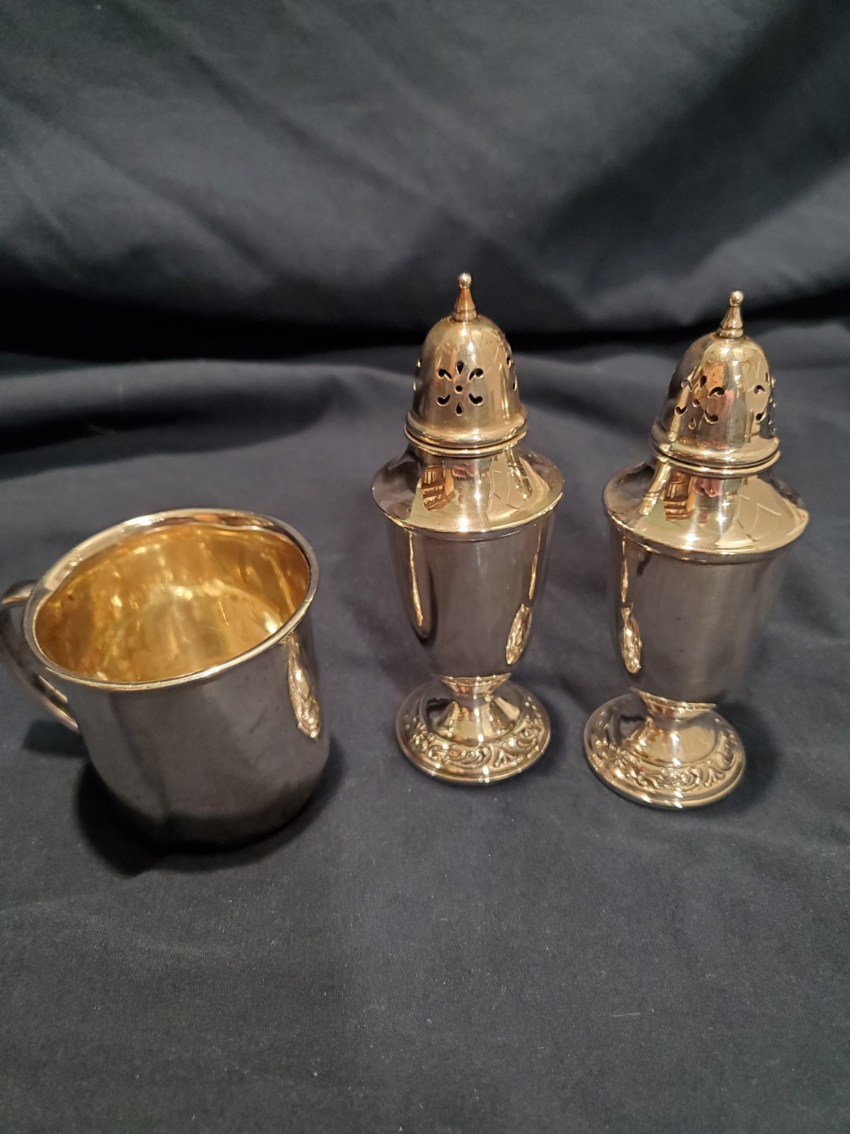 Towle Sterling Silver Salt & Pepper Shakers and Cup Vintage