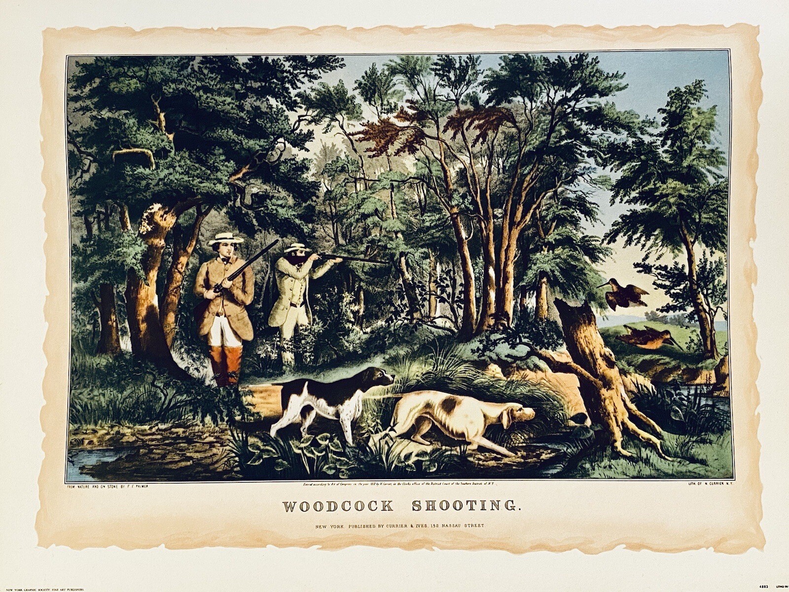 Currier & Ives Palmer “Woodcock Shooting” Lithograph by New York Graphic Society