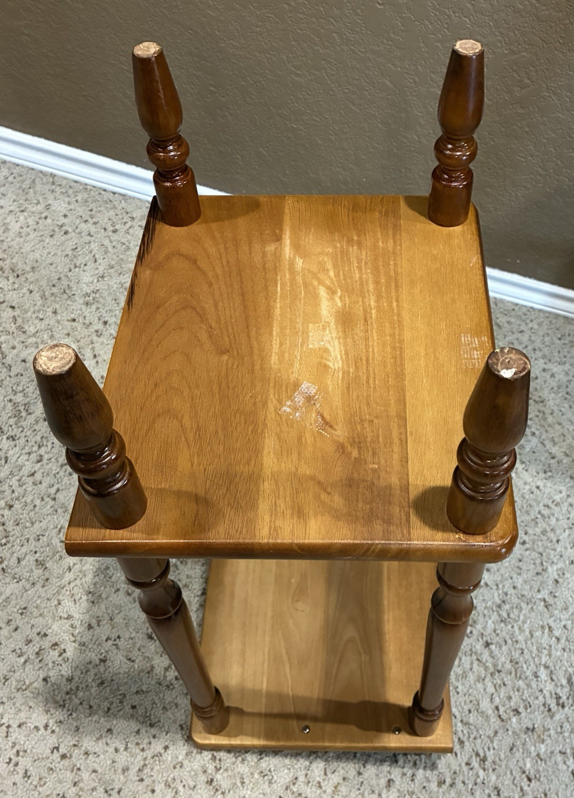 Vintage Rustic Country Colonial Solid Wood Small 2-Tier Side Telephone Table