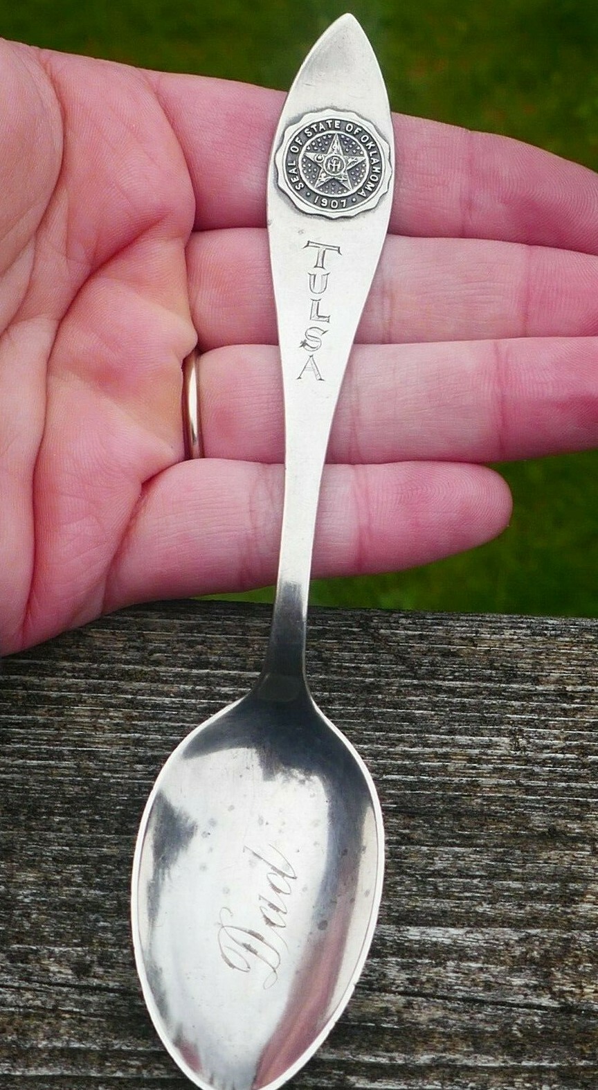 Antique Sterling Silver Tulsa Oklahoma Souvenir Spoon – Seal Of Oklahoma Design
