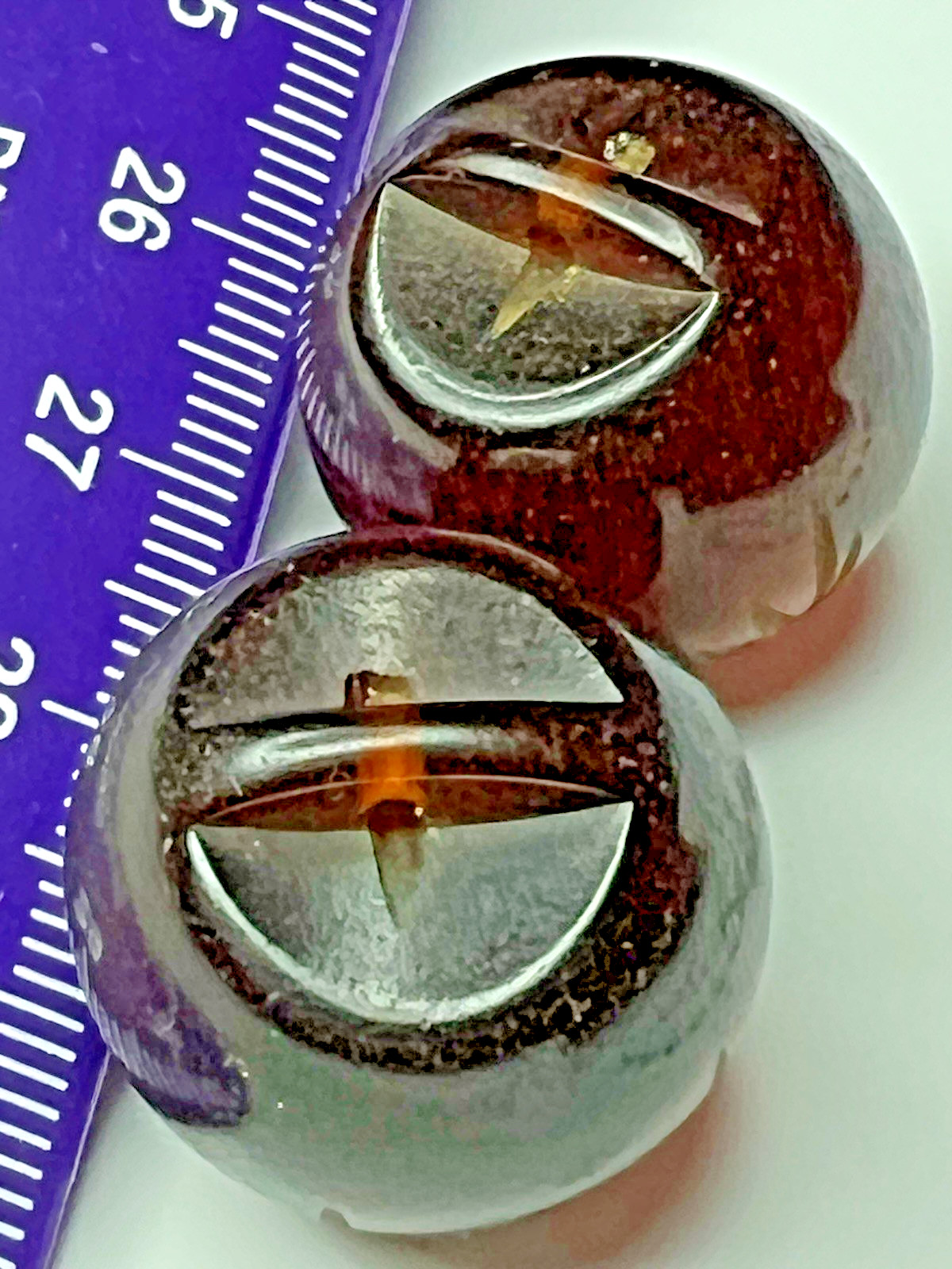 2 Stunning Antique Button Bakelite Cherry Amber Ball Shape 3/4″