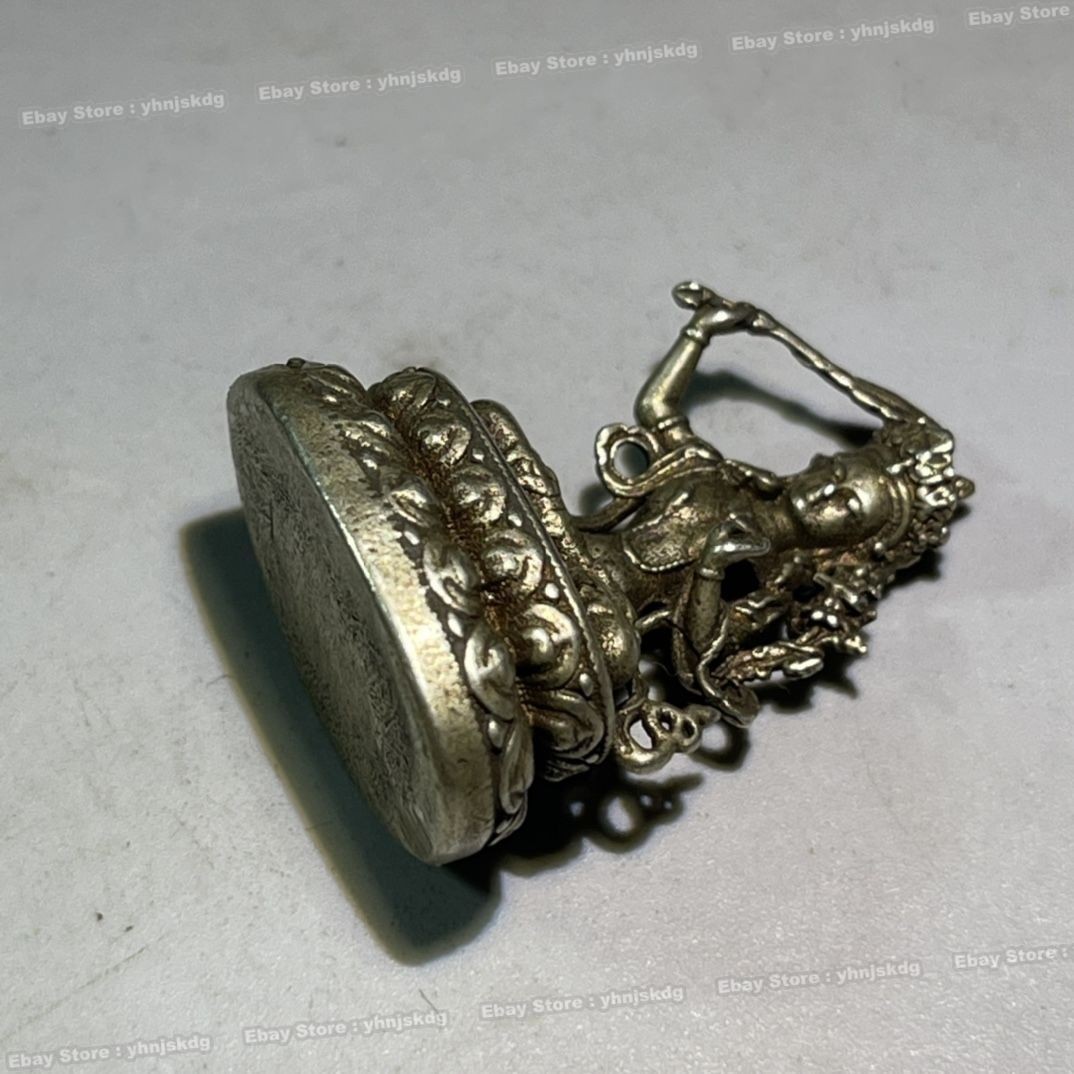 Solid Silver Manjushri Statue – Tibetan Buddhist Wisdom Deity Home Altar 1.38”