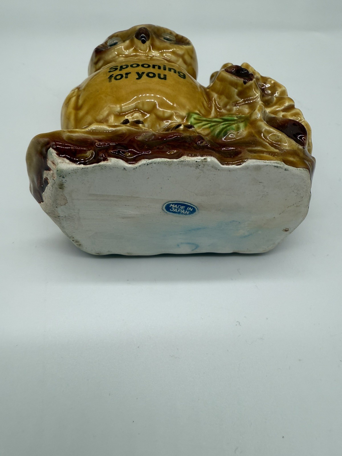 Ceramic Owl Figurine Kitchen Measuring Spoon Holder google eyes Vintage