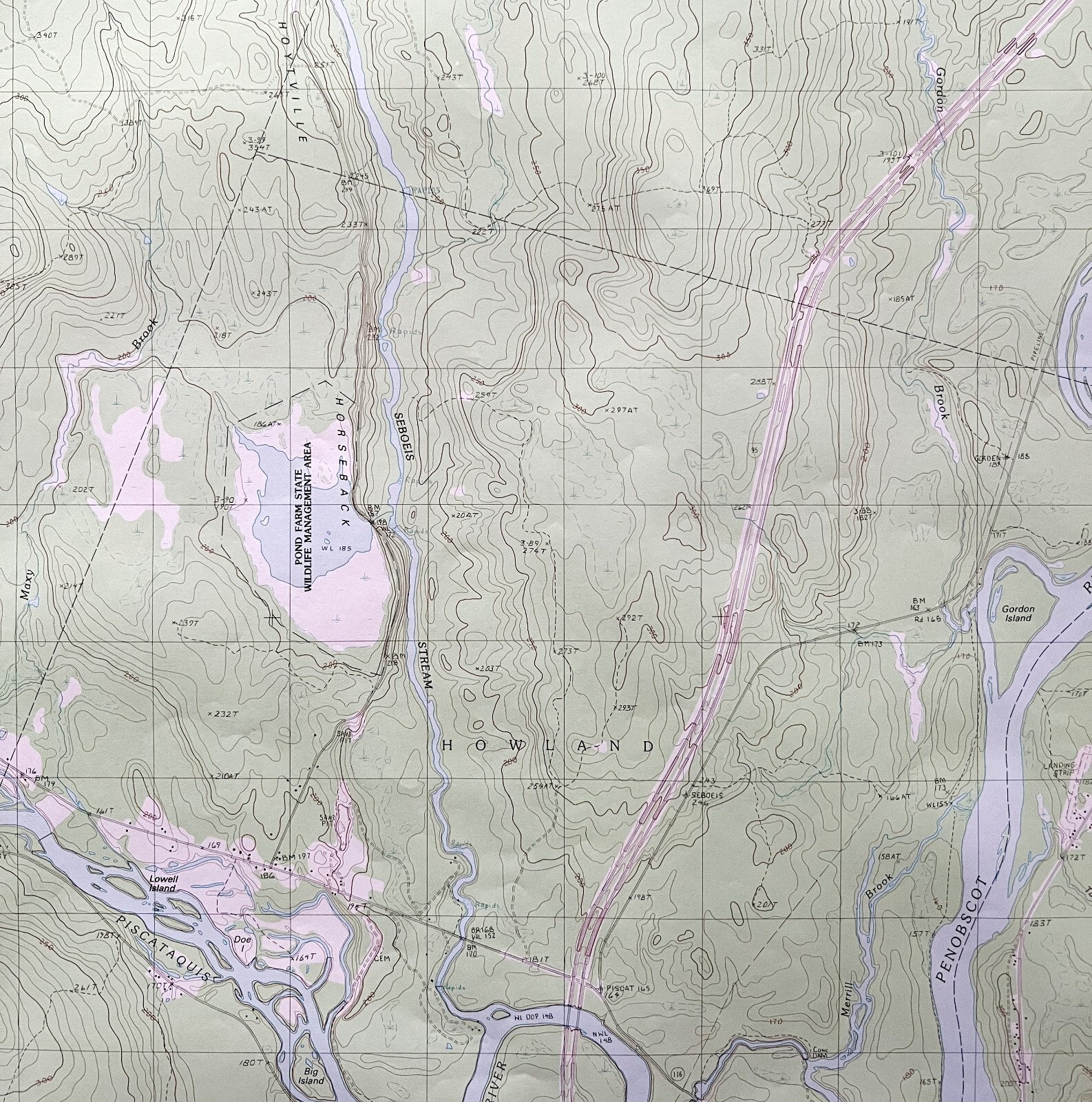 Map Seboeis Maine 1988 Topographic Geological Survey 1:24000 27 x 22″ TOPO8