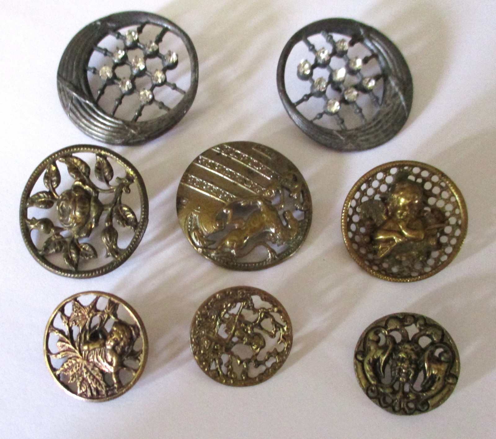 Antique/Vintage Pierced Metal Button Lot, Assorted Sizes, Material and Styles