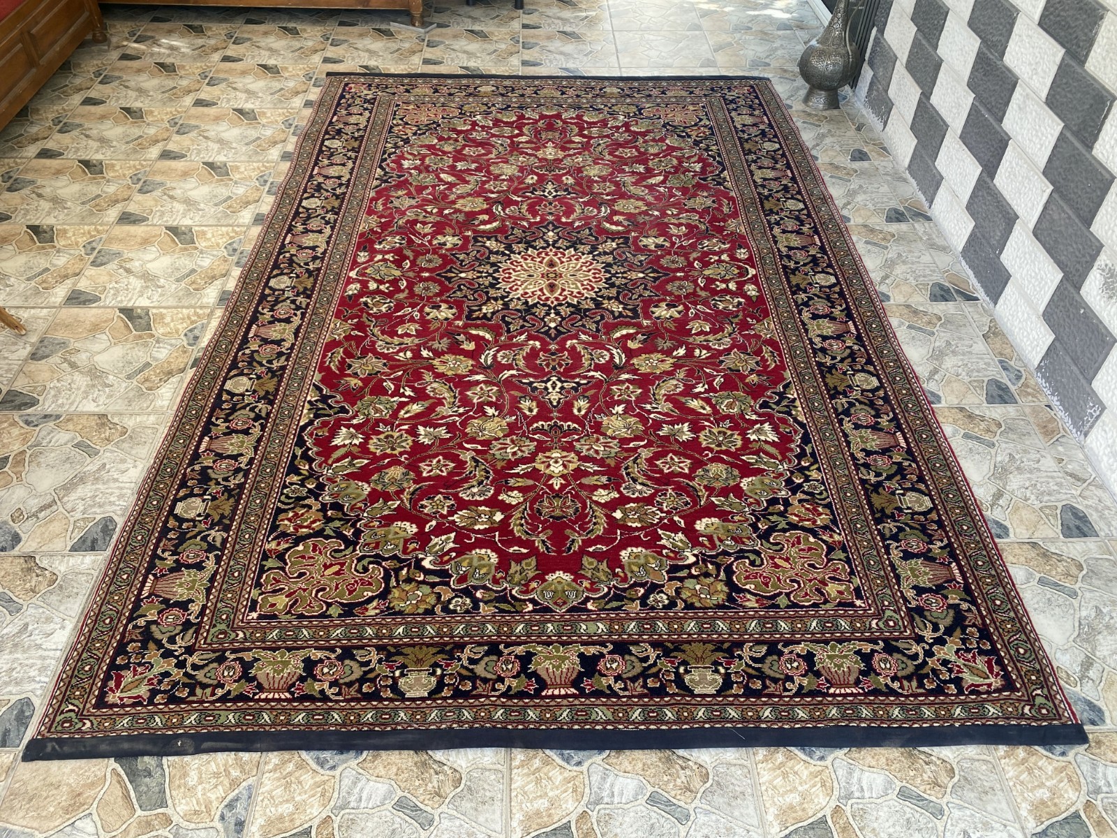 Vintage Turkish Area Rug | 6.5×9.9 ft Hand-Knotted Wool Distressed Antique Rug